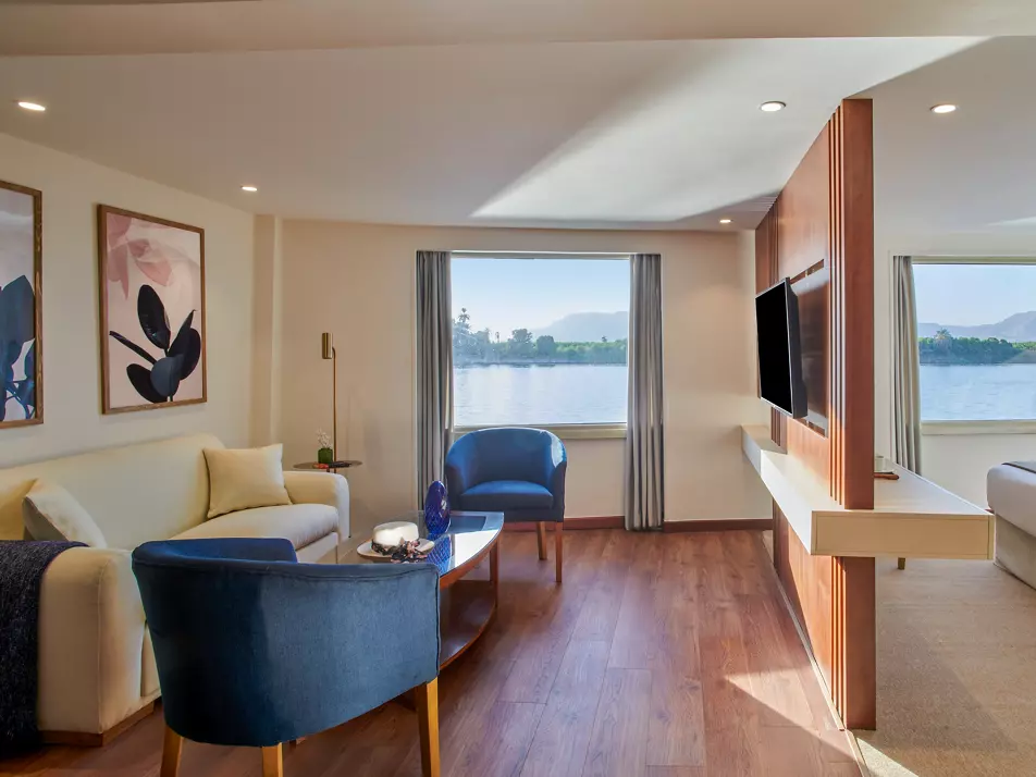 Cabin aboard the Mövenpick MS Royal Lotus Nile cruise